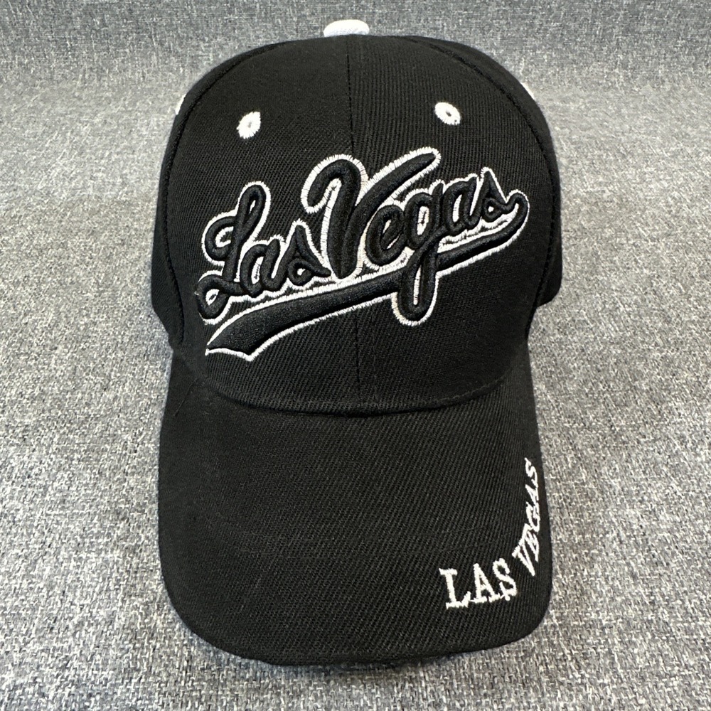 Las Vegas Script Logo Black Snapback Baseball Cap Hat Embroidered OSFA